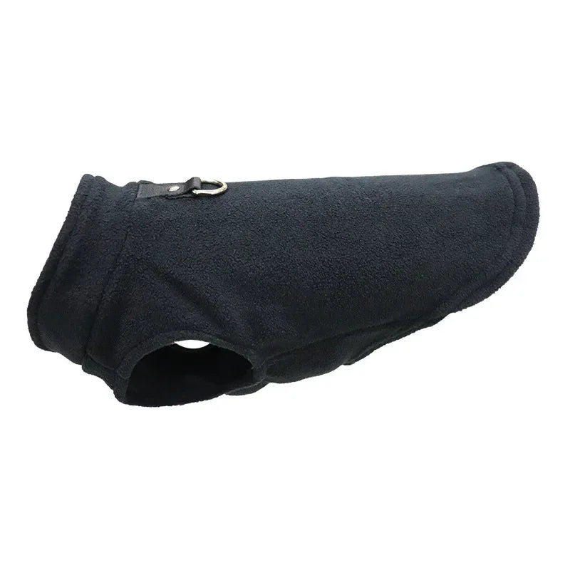 Black warm dog fleece vest.