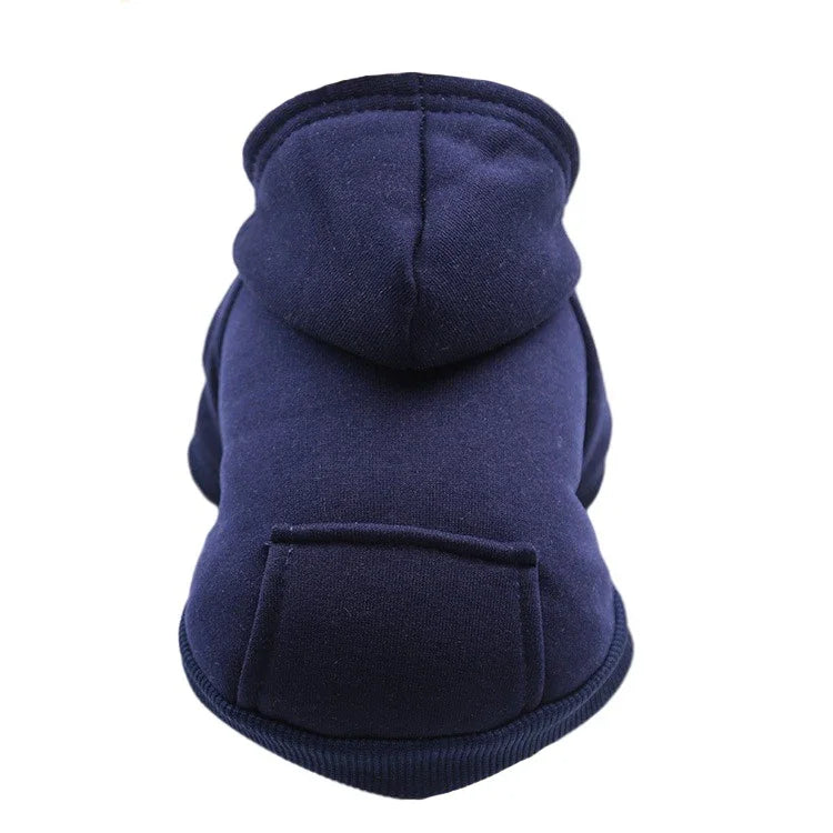 Blue cotton dog hoodie with pocket.