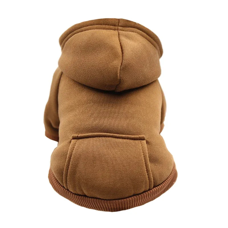 Brown cotton dog hoodie with pocket.