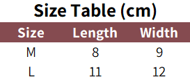 Size chart for circular dog sunglasses.