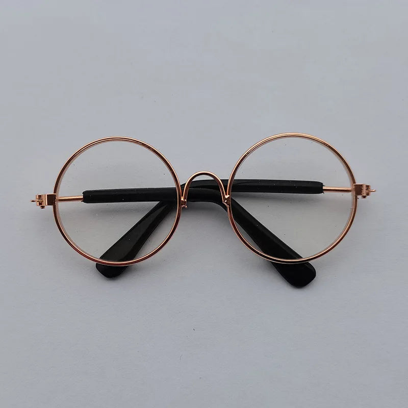 Clear dog sunglasses with bronze frame.