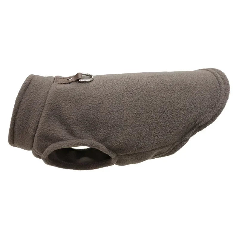 Coffee warm dog fleece vest.