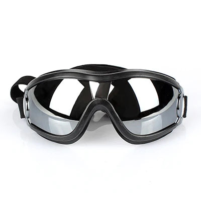 Front view of reflective UV dog goggles.