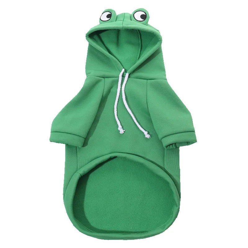 Funny green dog frog costume with hoodie.