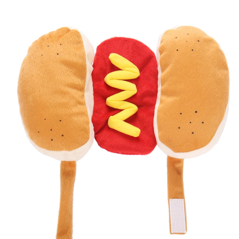 A view of the hotdog dog Halloween costume from the top. 