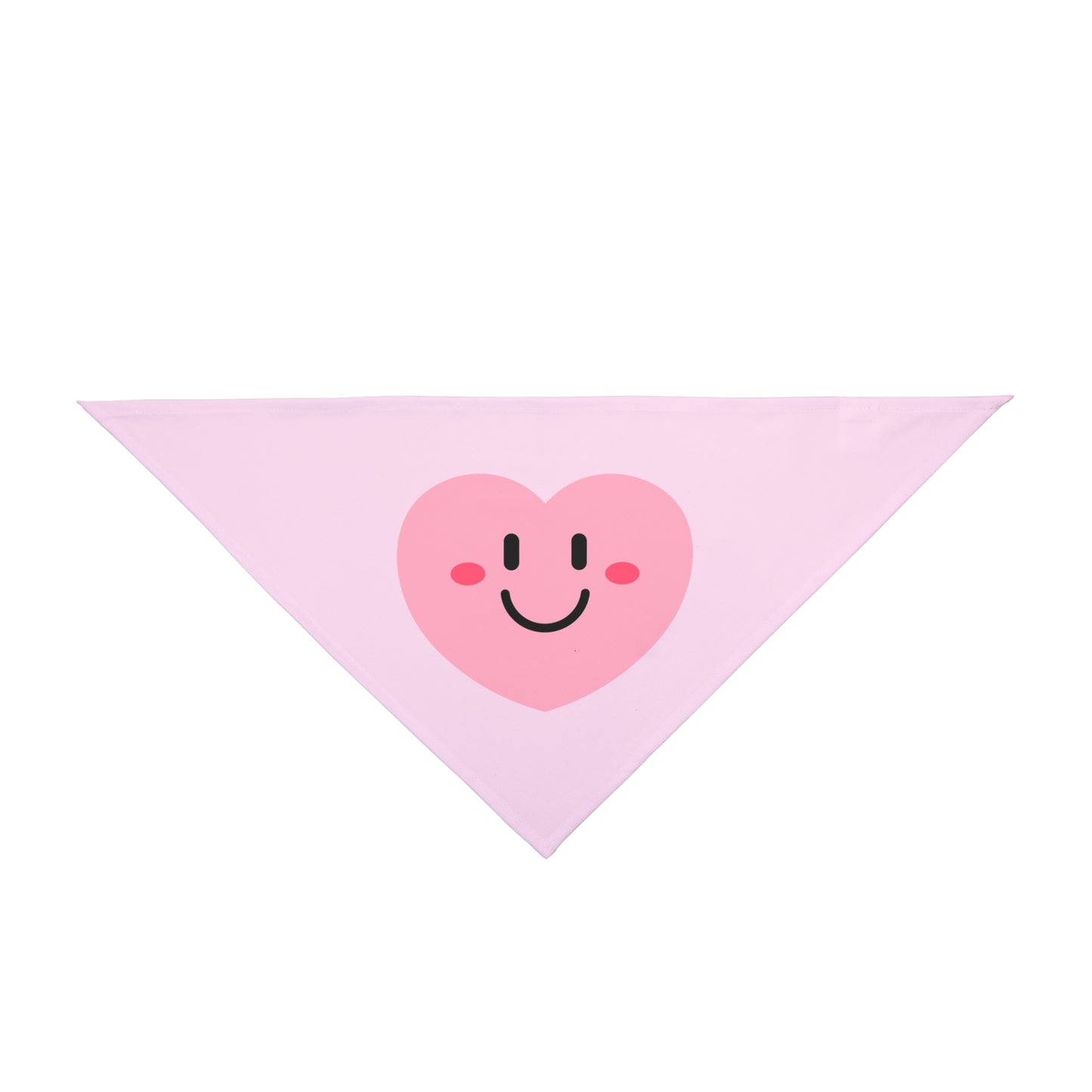 Front of a large Valentines pink smiling dog bandana.