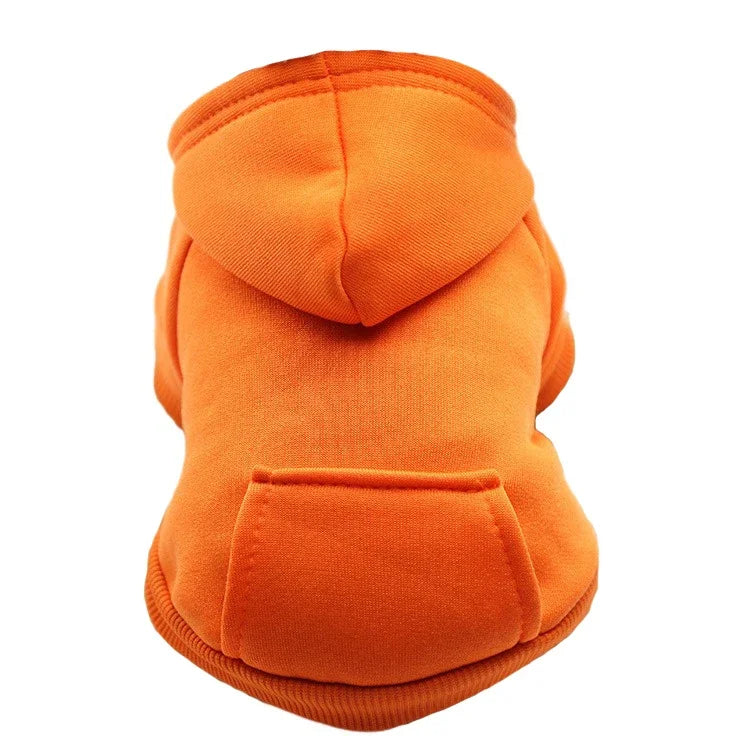 Orange cotton dog hoodie with pocket.