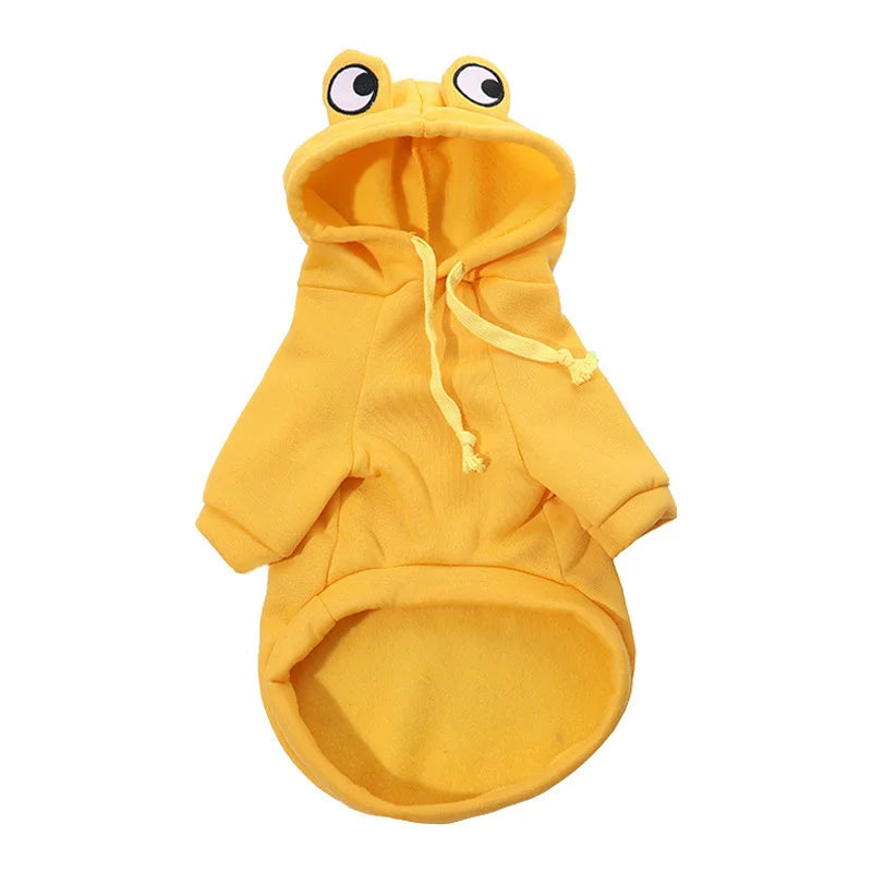 Funny orange dog frog costume with hoodie.