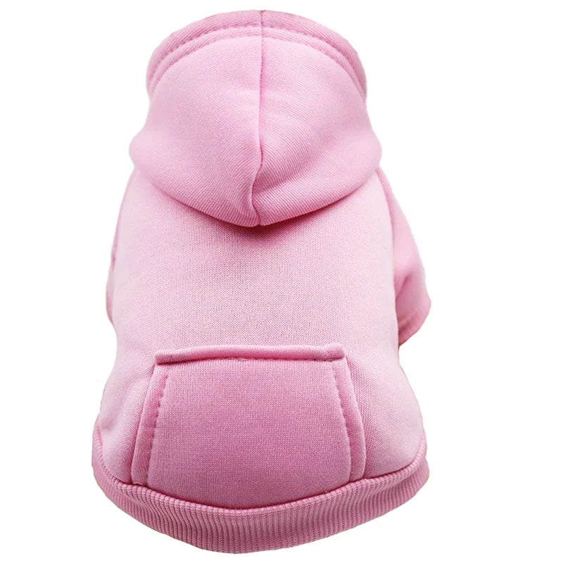 Pink cotton dog hoodie with pocket.