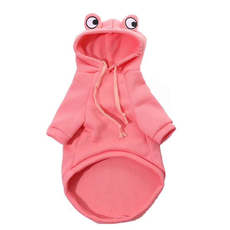 Funny pink dog frog costume with hoodie.