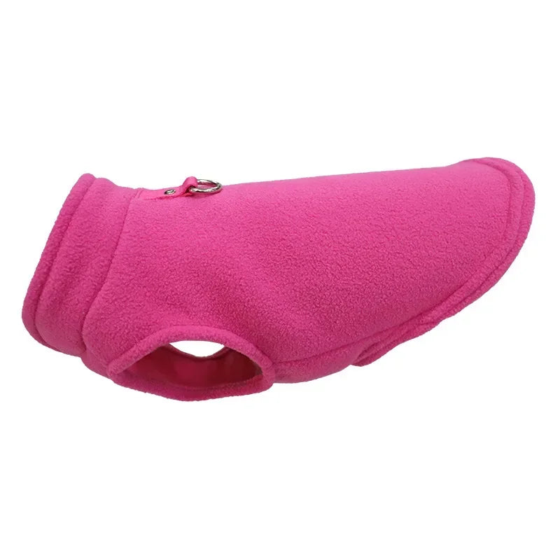 Pink warm dog fleece vest.