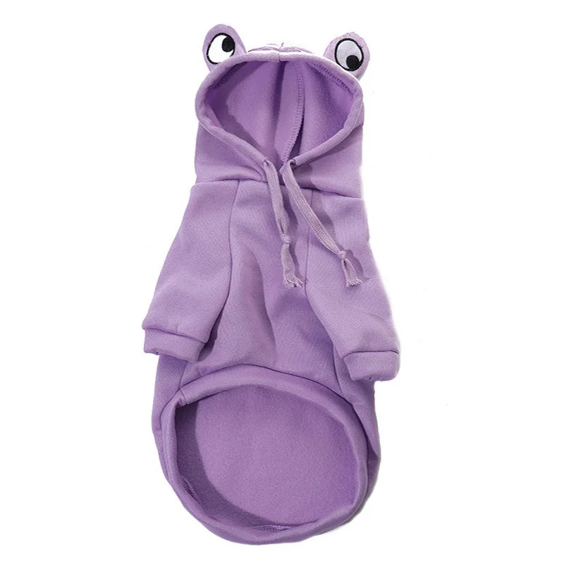 Funny purple dog frog costume with hoodie.