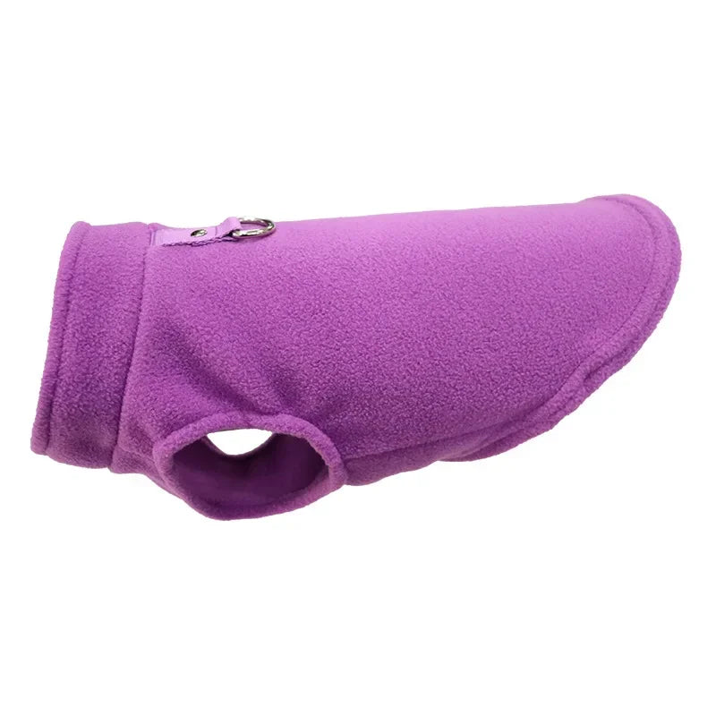 Purple warm dog fleece vest.