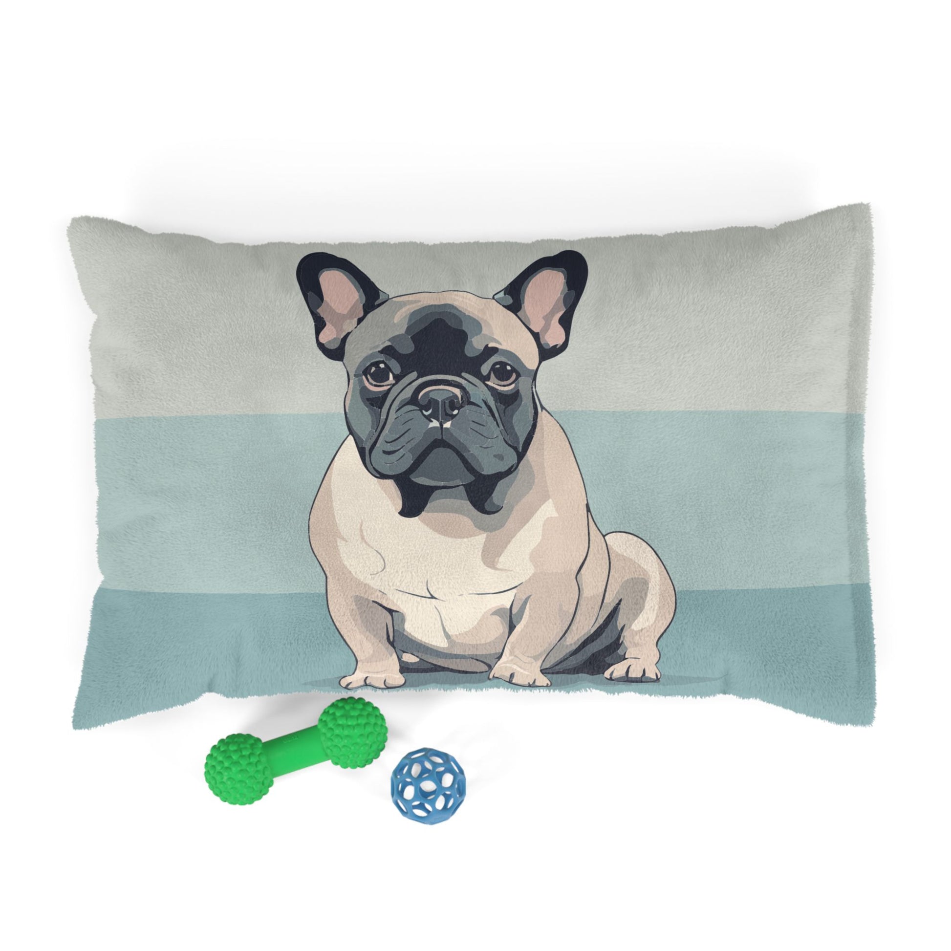 Small dog bed featuring a modern French bulldog.