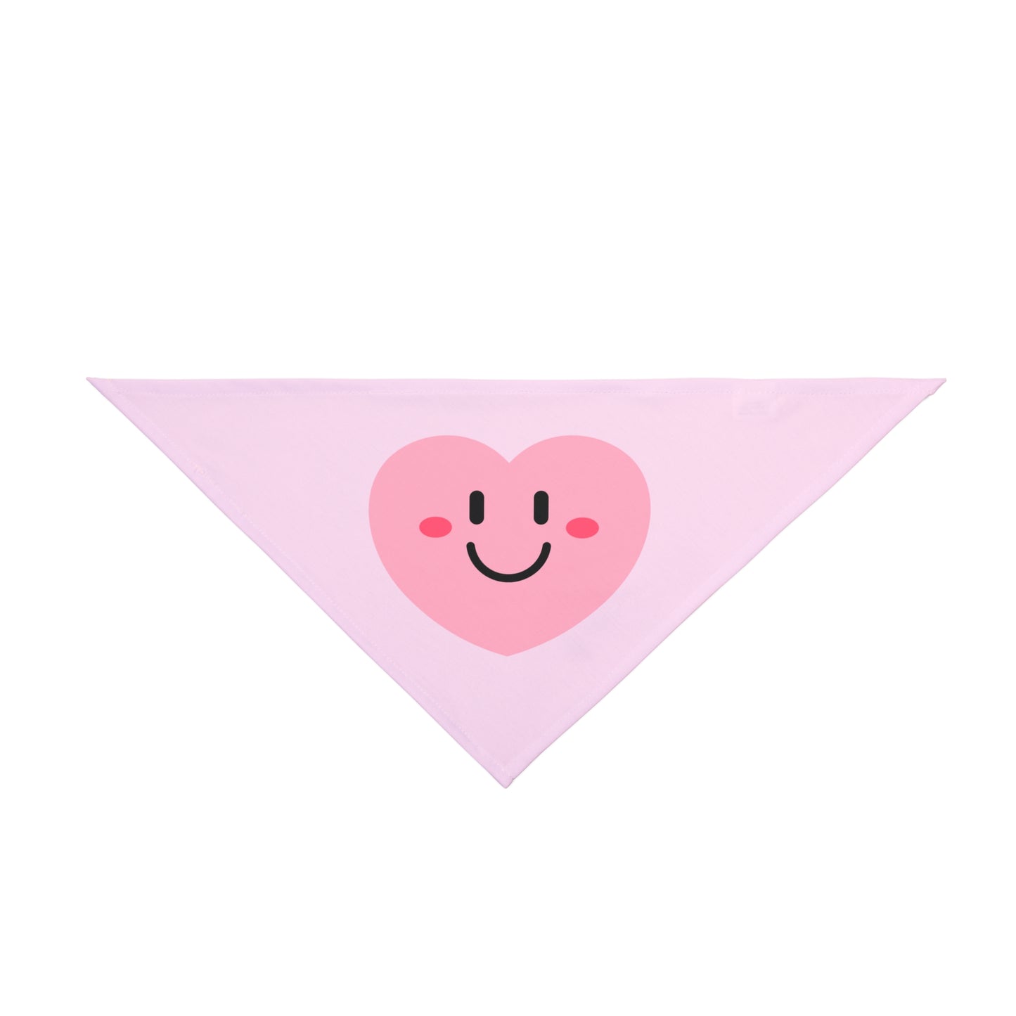 Front of a small Valentines pink smiling dog bandana.