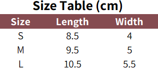 Sizing table for waterproof panda socks.